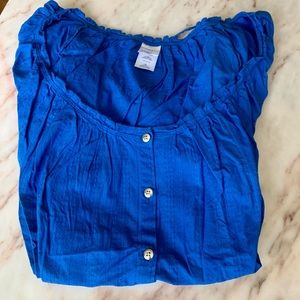 EUC_Button Up Royal Blue Top_Size 1X
